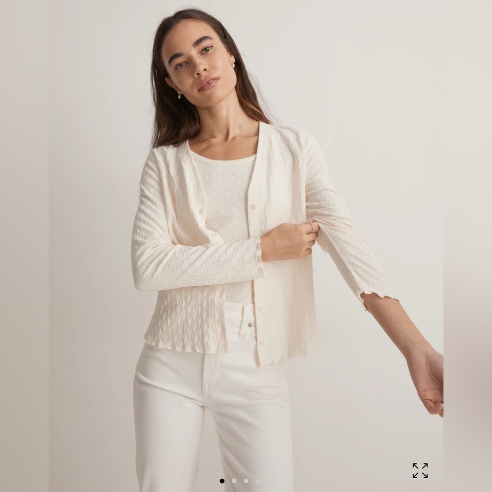 Madewell V-Neck Cardigan in Checkerboard